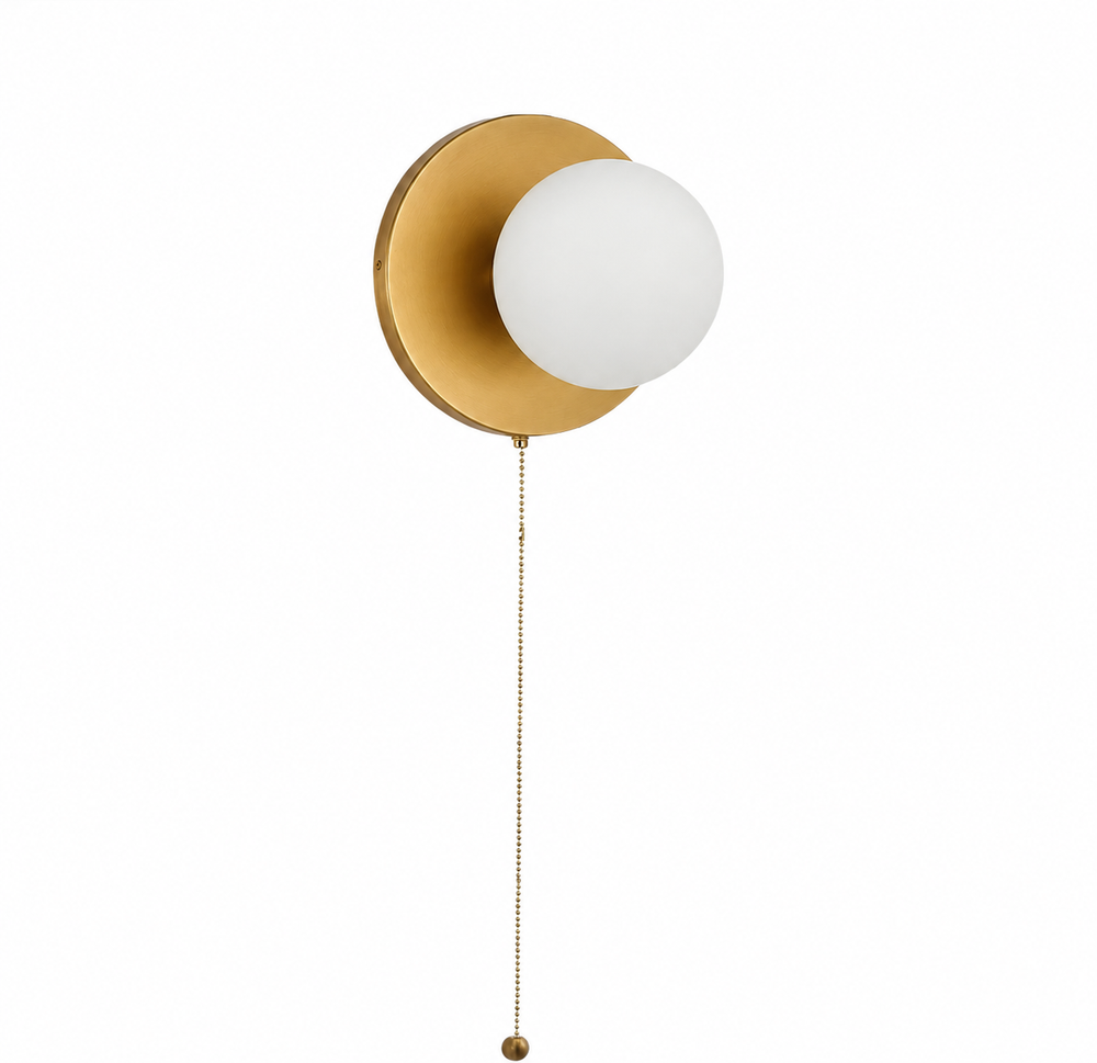 Satori Globe Wall Light – Japanese-Inspired Glass Wall Lamp | Luxury Copper Accent Lighting — light off, digitally edited atmosphere preview