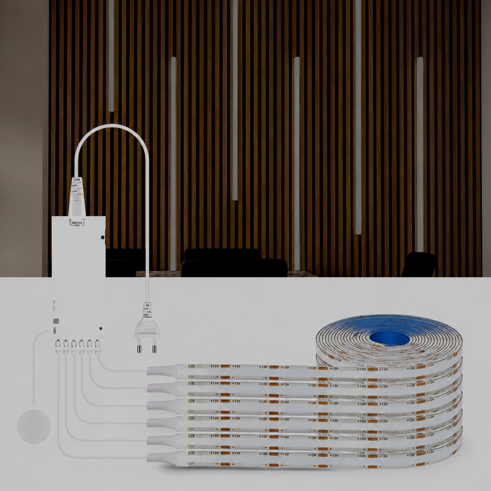 AcoustiGlow LED Wall Light – Dimmable Acoustic Panel Lighting | Modern COB Ambient Wall Lamp — light off, digitally edited atmosphere preview