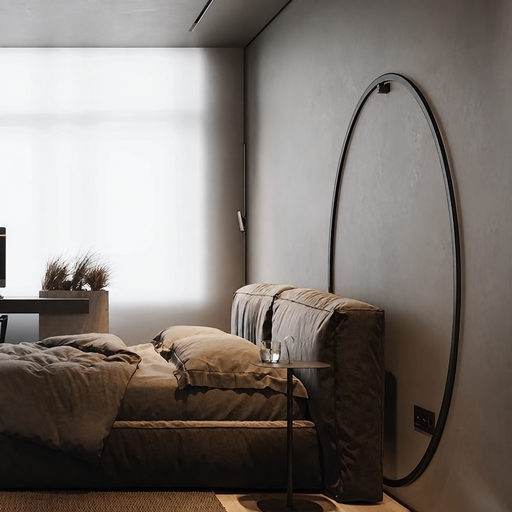 HaloForm Wall Light – Minimalist Circular Lighting | Modern Ambient Wall Fixture — light off, digitally edited atmosphere preview