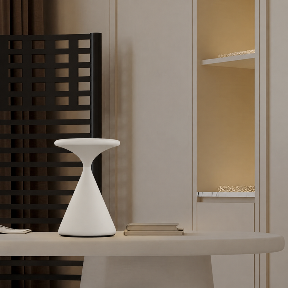 Lunare Rechargeable Table Lamp – Cordless Ambient Lighting | Premium Dimmable LED Design — light off, digitally edited atmosphere preview
