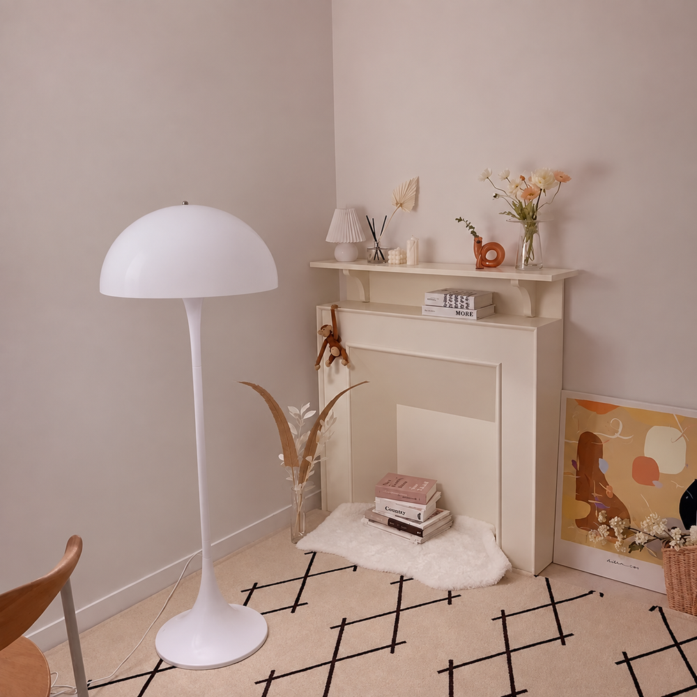 Nordhaven Mushroom Floor Lamp – Scandinavian Designer Lighting | Modern Ambient Statement Lamp — light off, digitally edited atmosphere preview