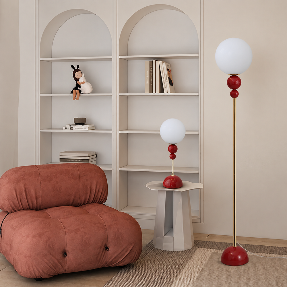 Lunora Floor Lamp – Contemporary Accent Lighting | Elegant Glass & Metal Design — light off, digitally edited atmosphere preview