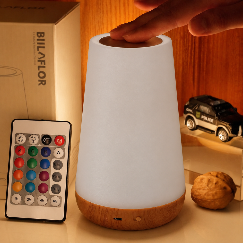 AuraNest Rechargeable Mood Lamp – Portable Touch LED Light | Modern Ambient Lighting — light off, digitally edited atmosphere preview