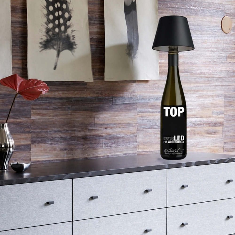Wine Bottle Table Lamp – Compact, Modern & Portable Lighting — light off, digitally edited atmosphere preview