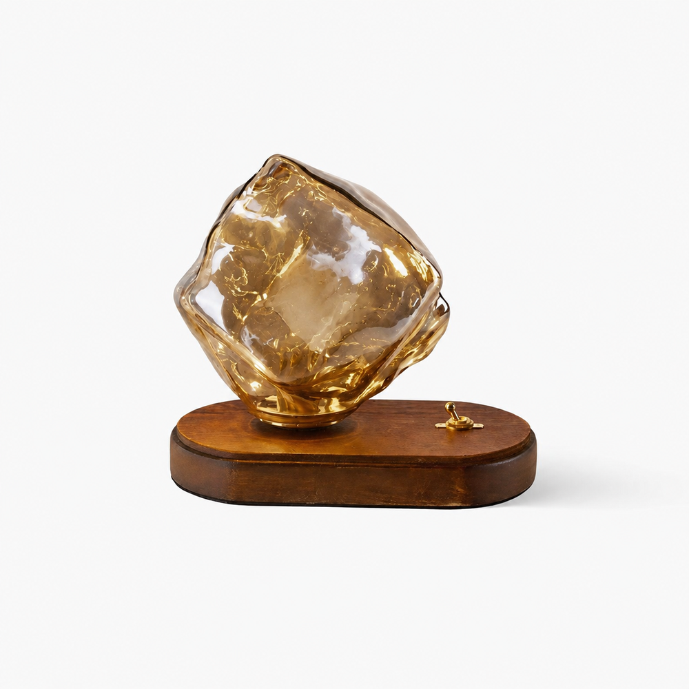 Ice Stone Glass Table Lamp – Artistic Elegance with Modern Character — light off, digitally edited atmosphere preview