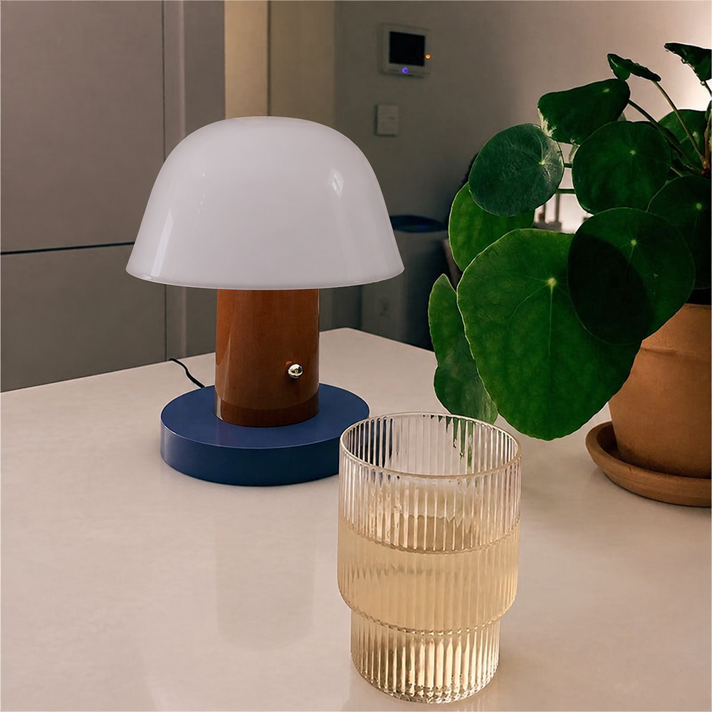 Mushroom Table Lamp – Nature-Inspired Design with Cozy Ambient Lighting — light off, digitally edited atmosphere preview