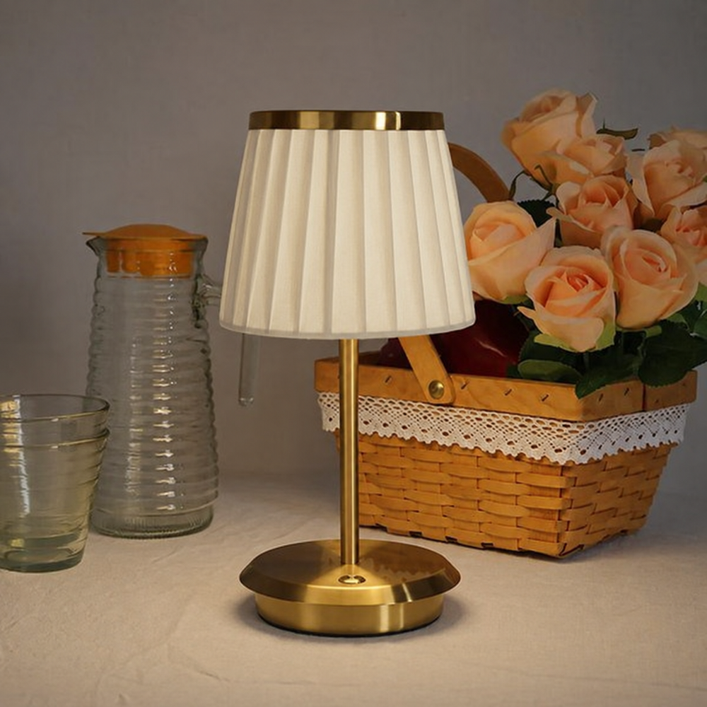 LumiÉtoile Rechargeable Table Lamp – Dimmable Fabric Shade Light | Cordless Ambient Lighting for Elegant Interiors — light off, digitally edited atmosphere preview