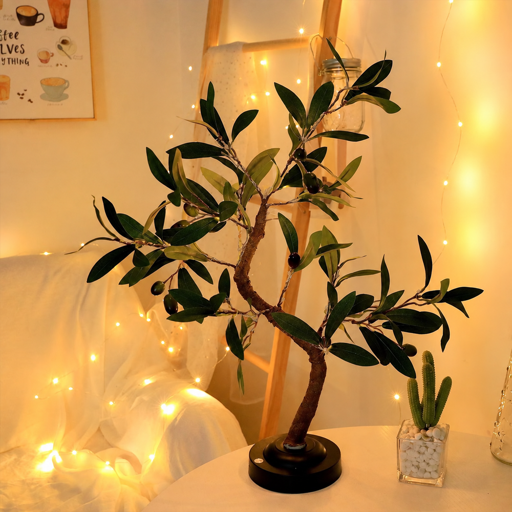 WillowGlow LED Tree Lamp – Decorative Branch Table Light | Warm White Ambient Lighting — light off, digitally edited atmosphere preview