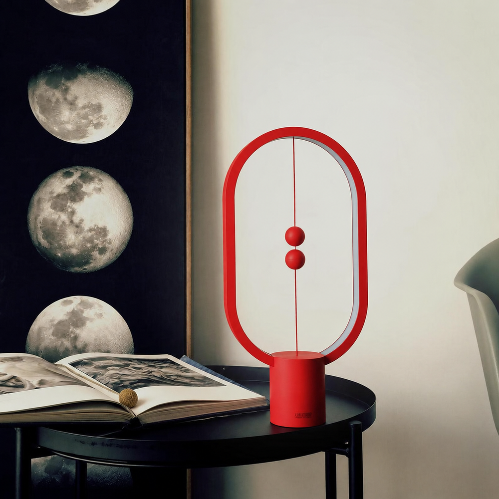 BalanceGlow Magnetic Table Lamp – Modern LED Suspension Light | Designer Ambient Lighting — light off, digitally edited atmosphere preview