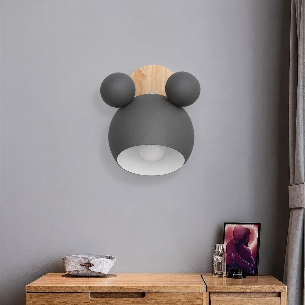 Nordic Mouse-Inspired Wall Lamp – Stylish LED Wall Light for Kids’ Rooms & Modern Interiors — light off, digitally edited atmosphere preview