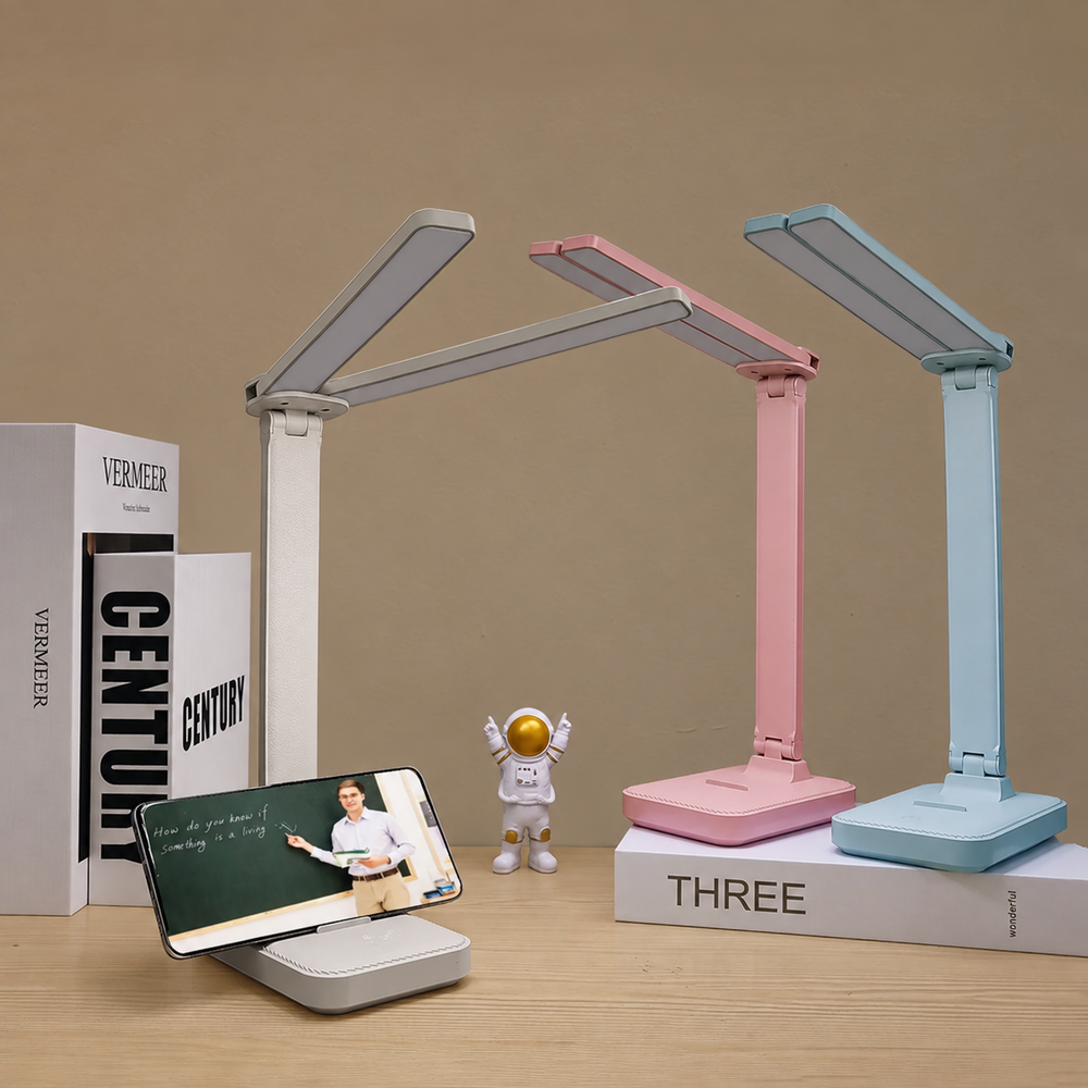 LumoFlex – Rechargeable Foldable LED Desk Lamp with Touch Control & Eye-Friendly Lighting — light off, digitally edited atmosphere preview