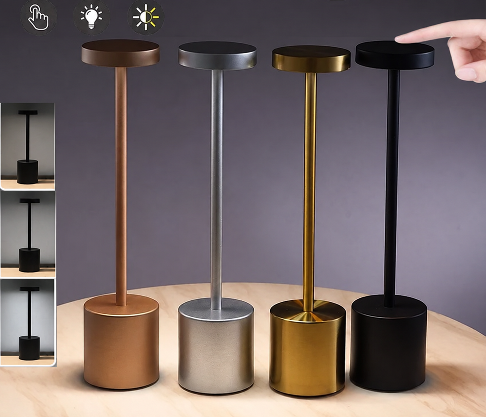 LumiÉlan – Rechargeable Table Lamp with Touch Control, 3 Light Colours & Stepless Dimming — light off, digitally edited atmosphere preview