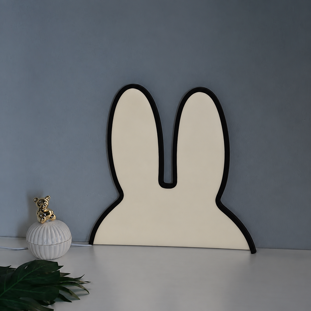LumiHase LED Night Light – USB Wall Lamp with Bunny Ear Design — light off, digitally edited atmosphere preview