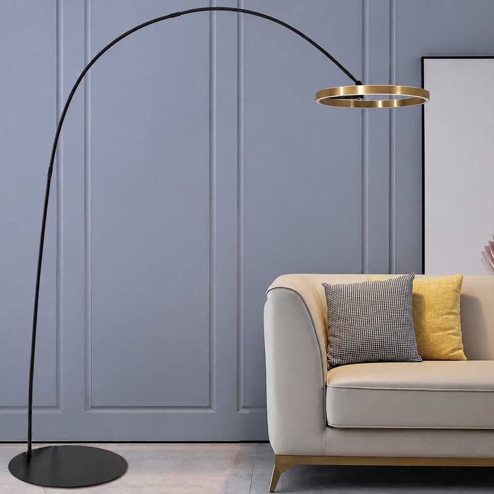 Scandinavian LED Designer Floor Lamp – Modern Statement Lighting with Elegant Minimalism — light off, digitally edited atmosphere preview