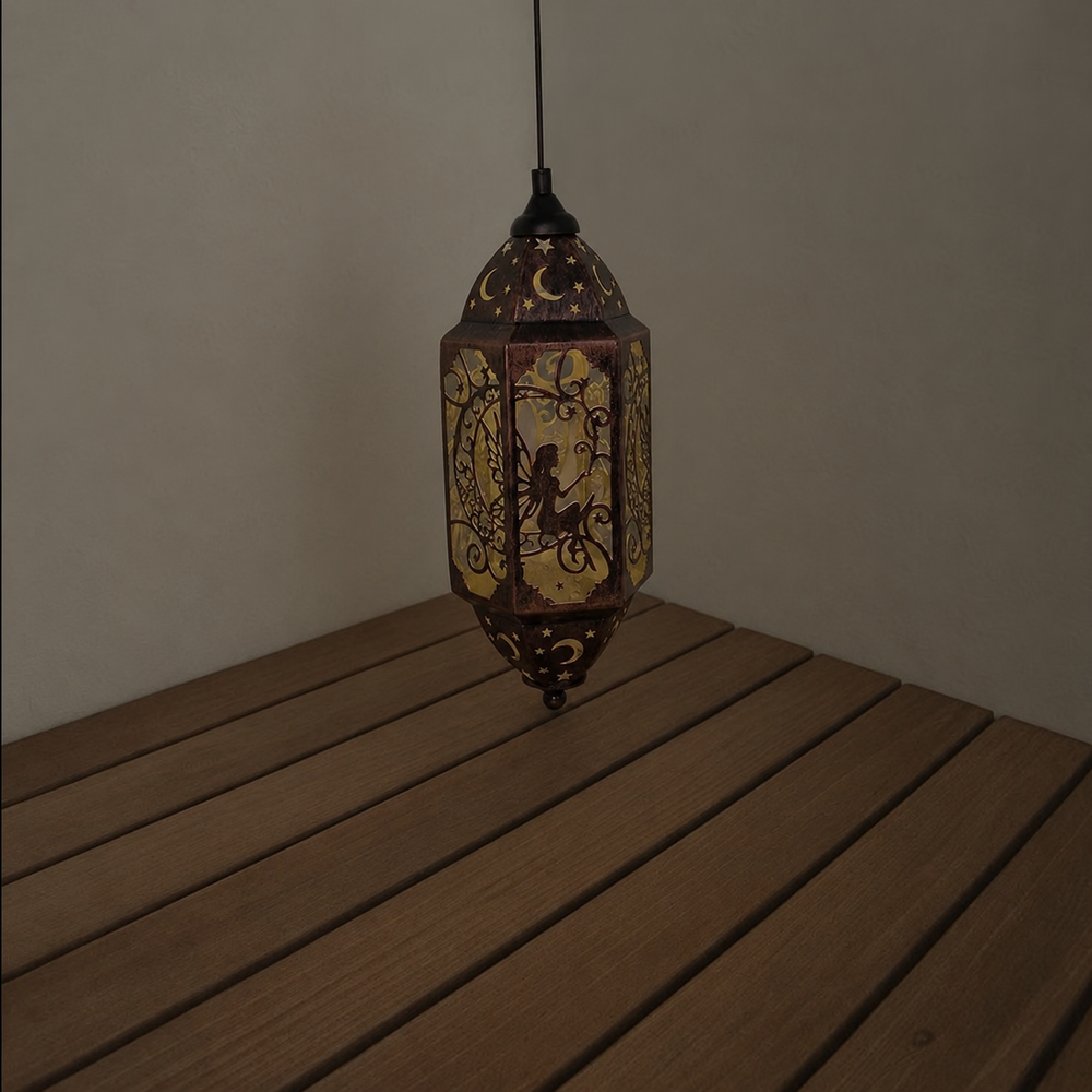 Heavenly Lantern – Solar Fairy Lantern with Celestial Design | Decorative Outdoor Lighting — light off, digitally edited atmosphere preview