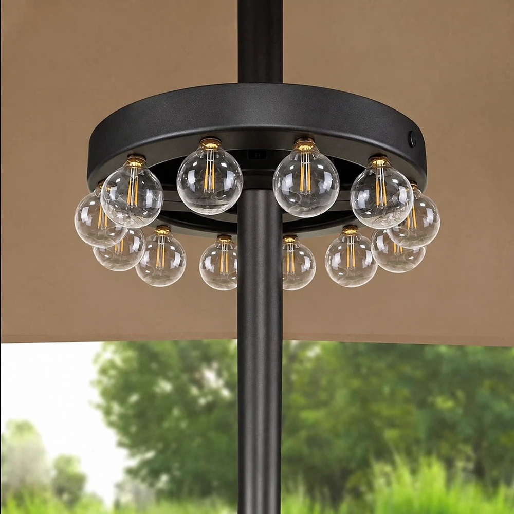 ShineShade – Elegant &amp; Versatile Parasol Light | LED Umbrella Lighting with Remote Control — light off, digitally edited atmosphere preview
