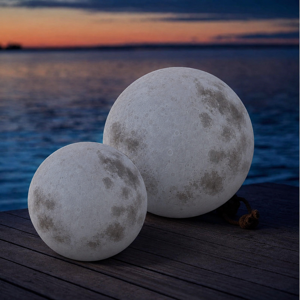 Moon Lamp – Moon-Shaped Garden Light | Rechargeable Decorative Outdoor Lighting — light off, digitally edited atmosphere preview