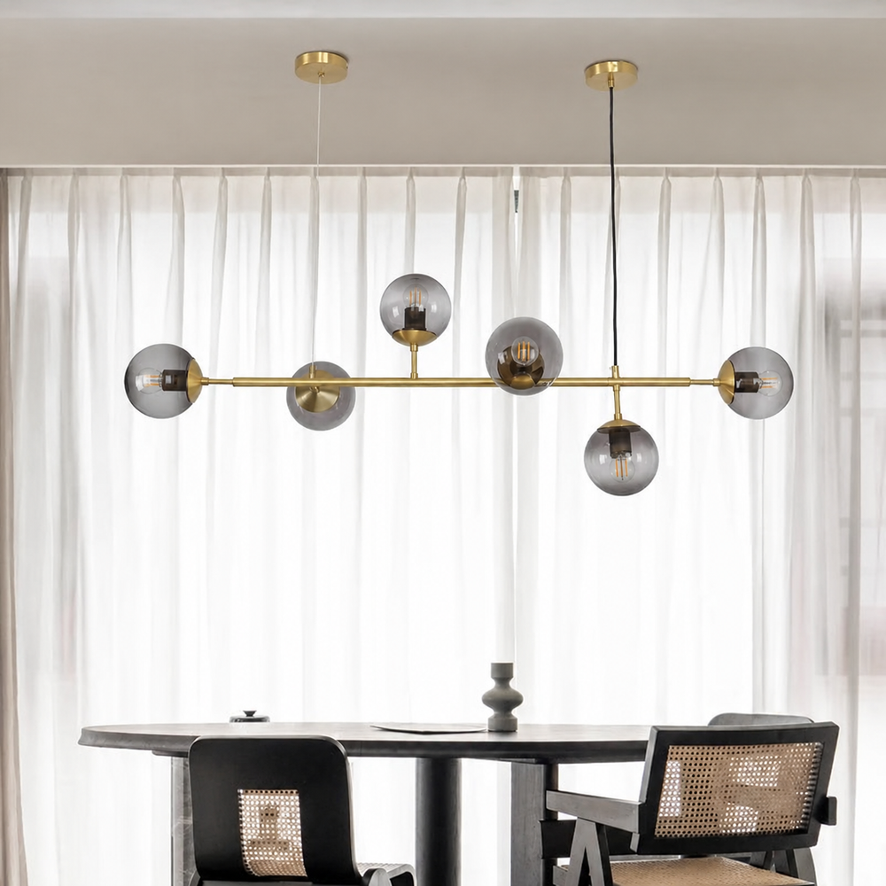 Orb Glass Globe Pendant Light – Modern Multi-Globe Hanging Lamp — light off, digitally edited atmosphere preview
