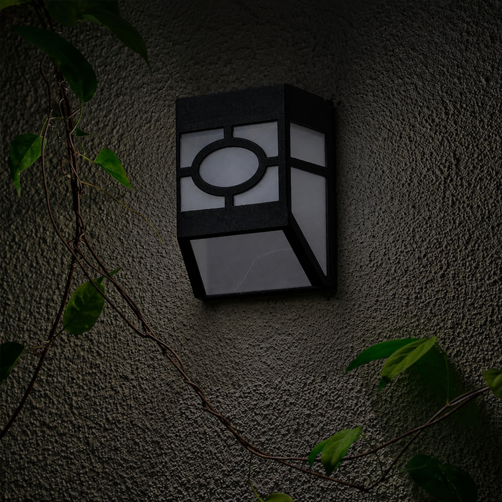 Solar LED Wall Light (2-Pack) – Outdoor Solar Wall Lights | Weather-Resistant Garden Lighting — light off, digitally edited atmosphere preview