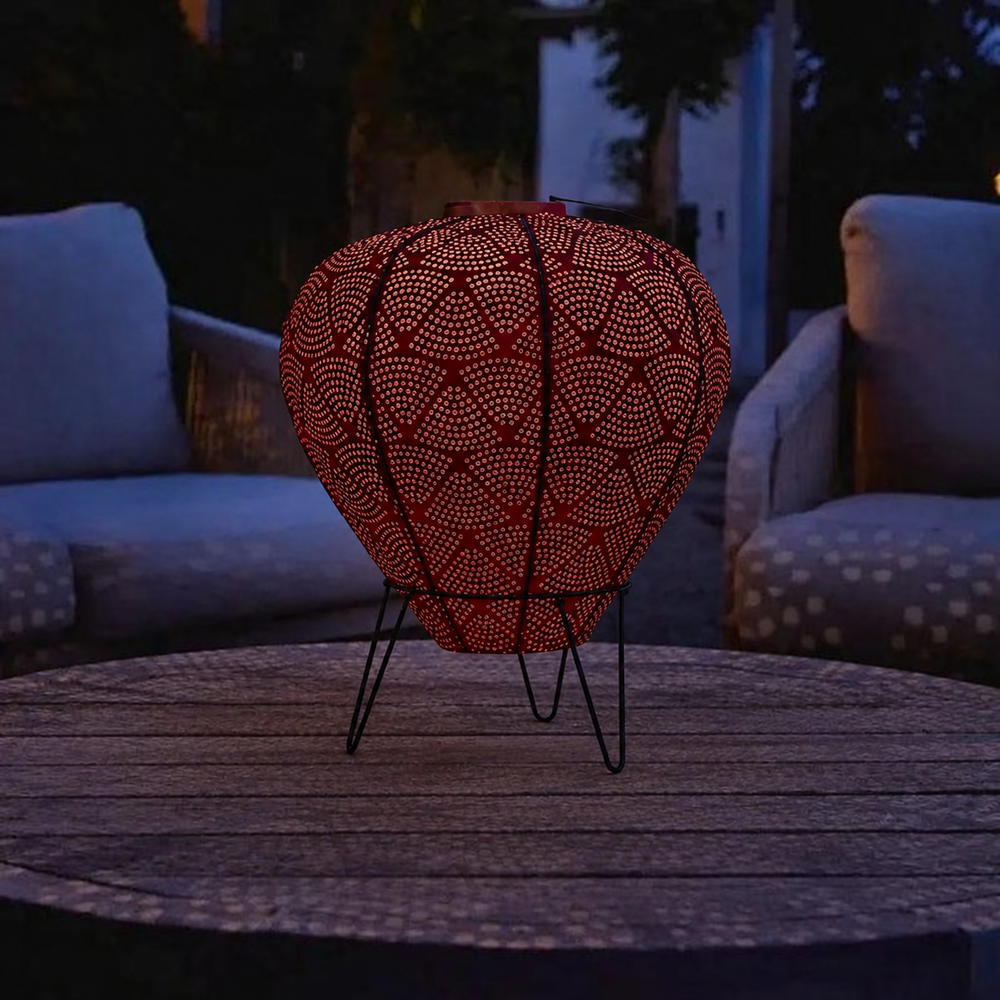 Solar Lantern Hot Air Balloon Design – Decorative Solar Outdoor Lantern | Ambient Garden Lighting — light off, digitally edited atmosphere preview
