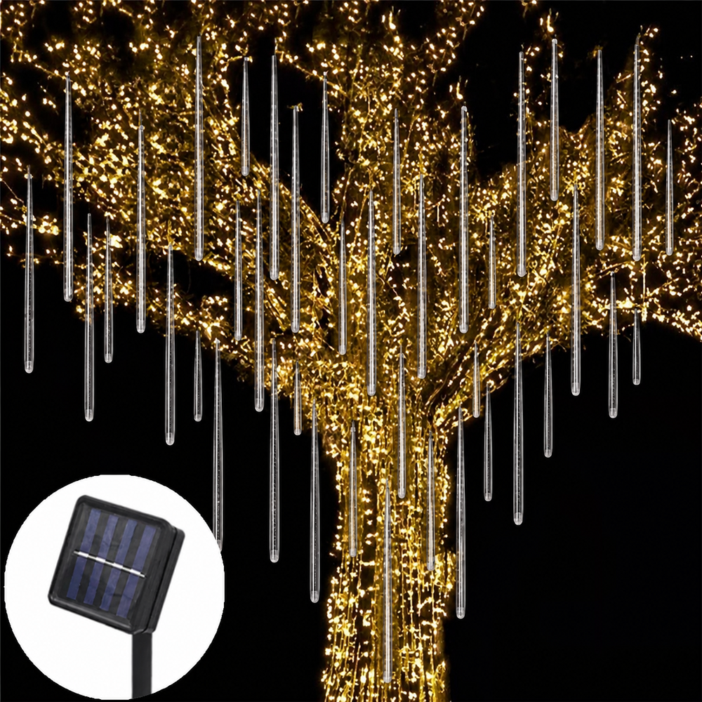 StarFall Solar Meteor Lights – Waterproof LED Rain Tube Lights | Outdoor Garden & Festive Lighting — light off, digitally edited atmosphere preview