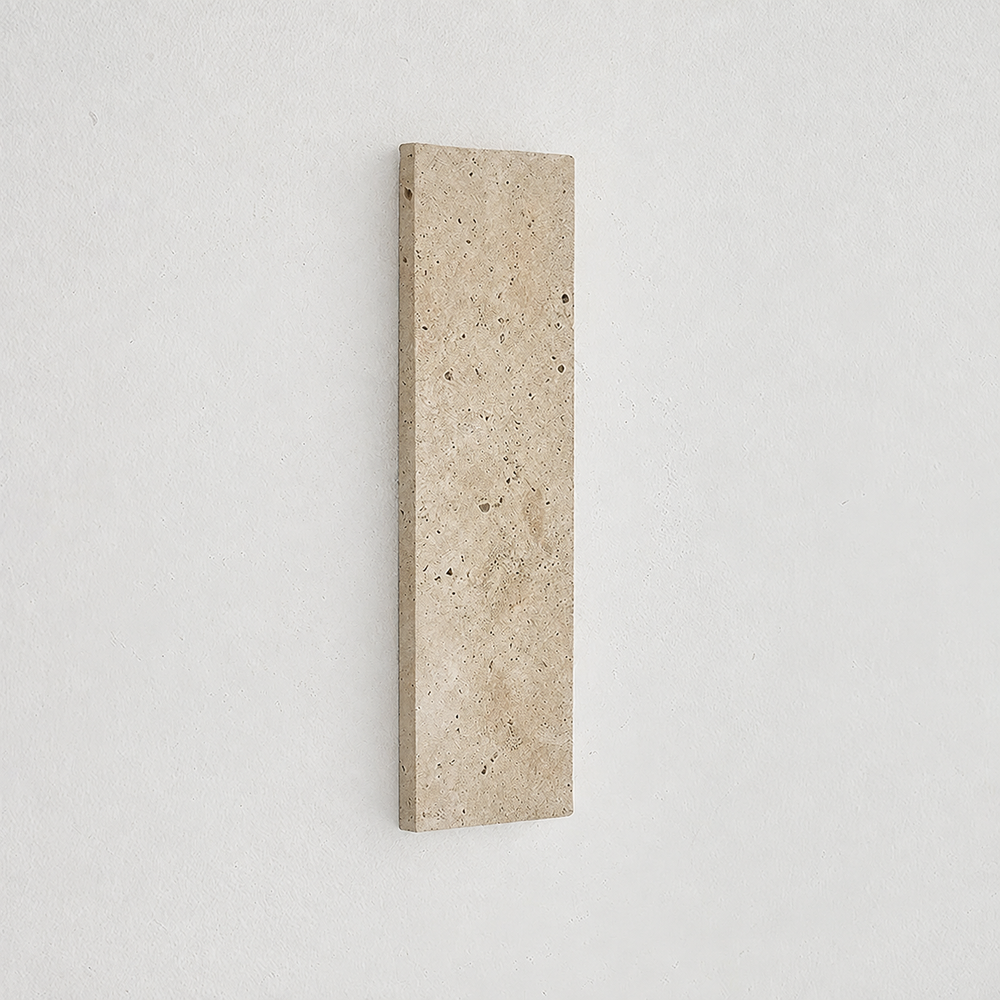 StoneAura LED Wall Light – Waterproof Natural Stone Indoor & Outdoor Wall Lamp | Dimmable Architectural Lighting — light off, digitally edited atmosphere preview