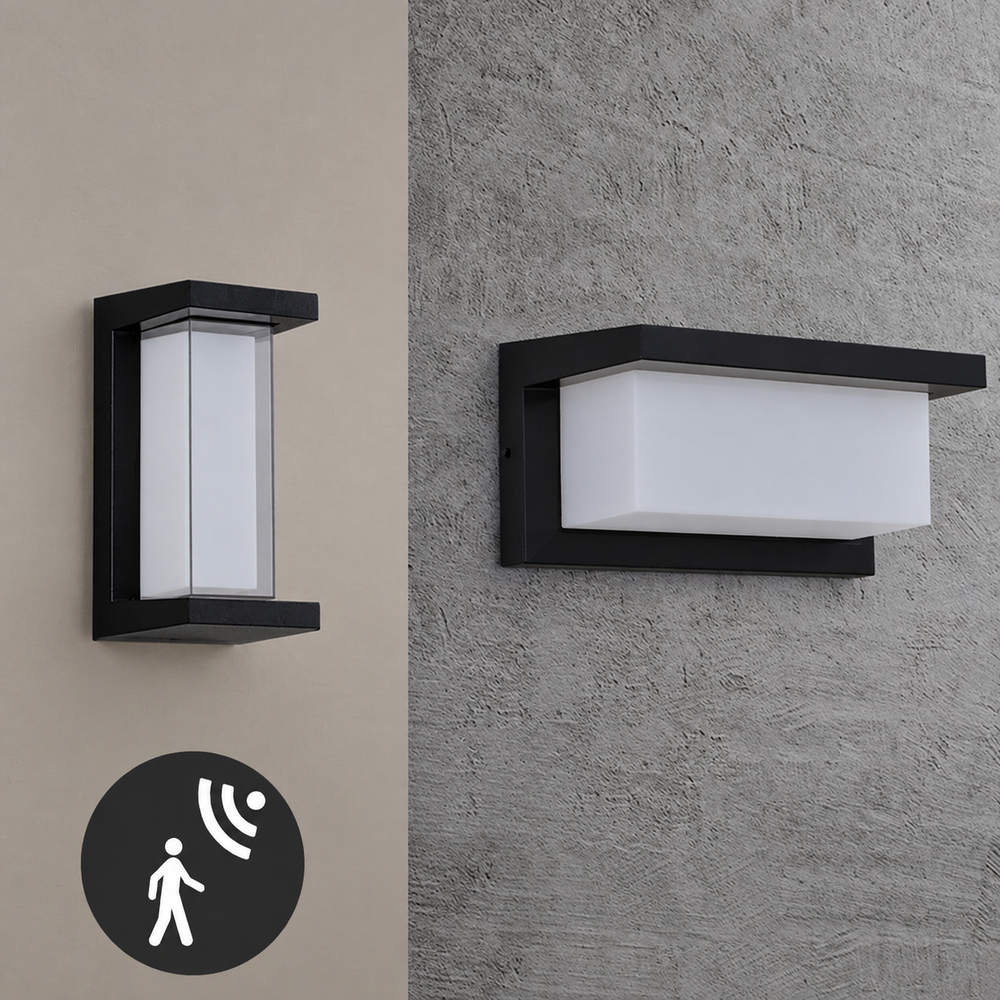 SentriBeam LED Outdoor Wall Light – Motion Sensor Waterproof Wall Lamp | IP65 Exterior Security Lighting — light off, digitally edited atmosphere preview