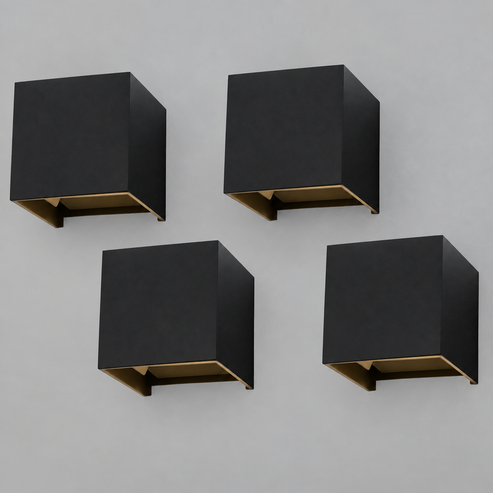 CubeBeam LED Wall Lights Set of 4 – Adjustable Up & Down Outdoor Wall Lights | Modern Aluminium Lighting — light off, digitally edited atmosphere preview