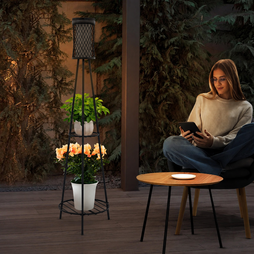 Florenza Lantern Stand – Solar Garden Light with Planter Holder | Decorative Outdoor Lighting for Gardens, Balconies & Terraces — light off, digitally edited atmosphere preview