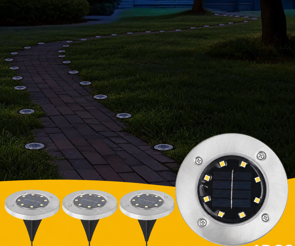 Solvique Ground Light Set – Solar LED Path Lights | Waterproof Outdoor Lighting for Gardens, Walkways & Steps — light off, digitally edited atmosphere preview