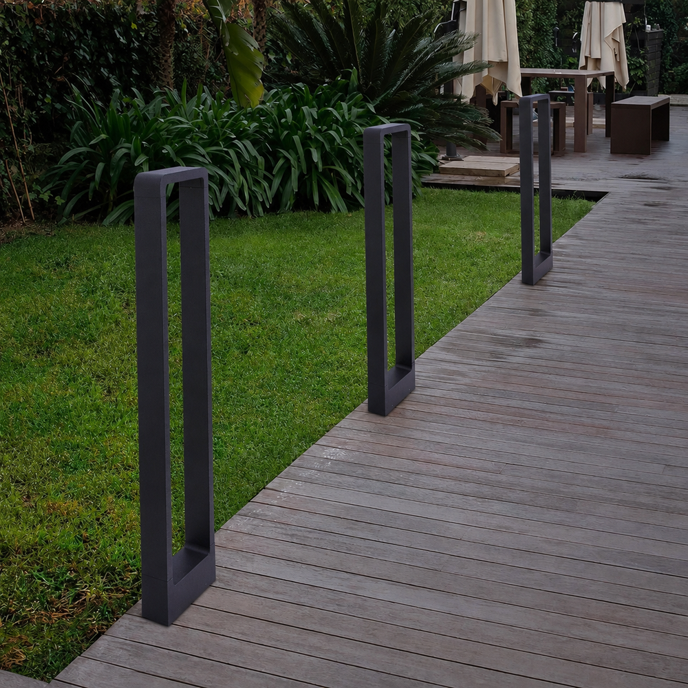 Novalith Bollard Light – Modern 7W LED Garden Lamp | Waterproof Outdoor Pathway Lighting for Contemporary Landscapes — light off, digitally edited atmosphere preview
