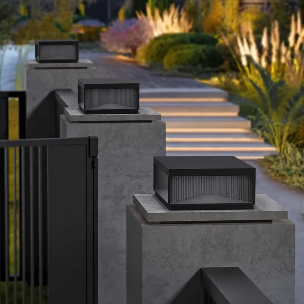 Auralis Pillar Light – Modern LED Outdoor Post Lamp | Waterproof Fence & Entrance Lighting for Exterior Spaces — light off, digitally edited atmosphere preview