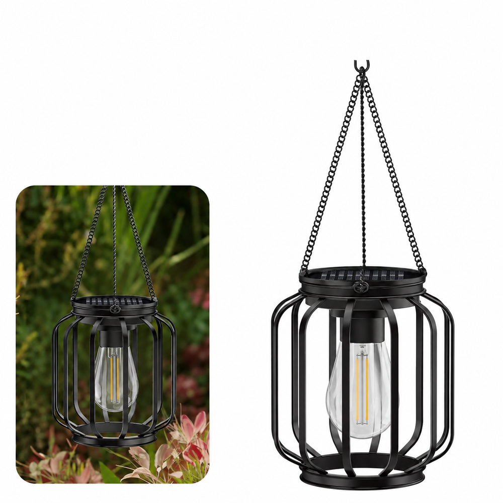 Solastra Lantern Light – Solar LED Garden Lantern | Decorative Outdoor Hanging Light with Warm Ambient Glow — light off, digitally edited atmosphere preview