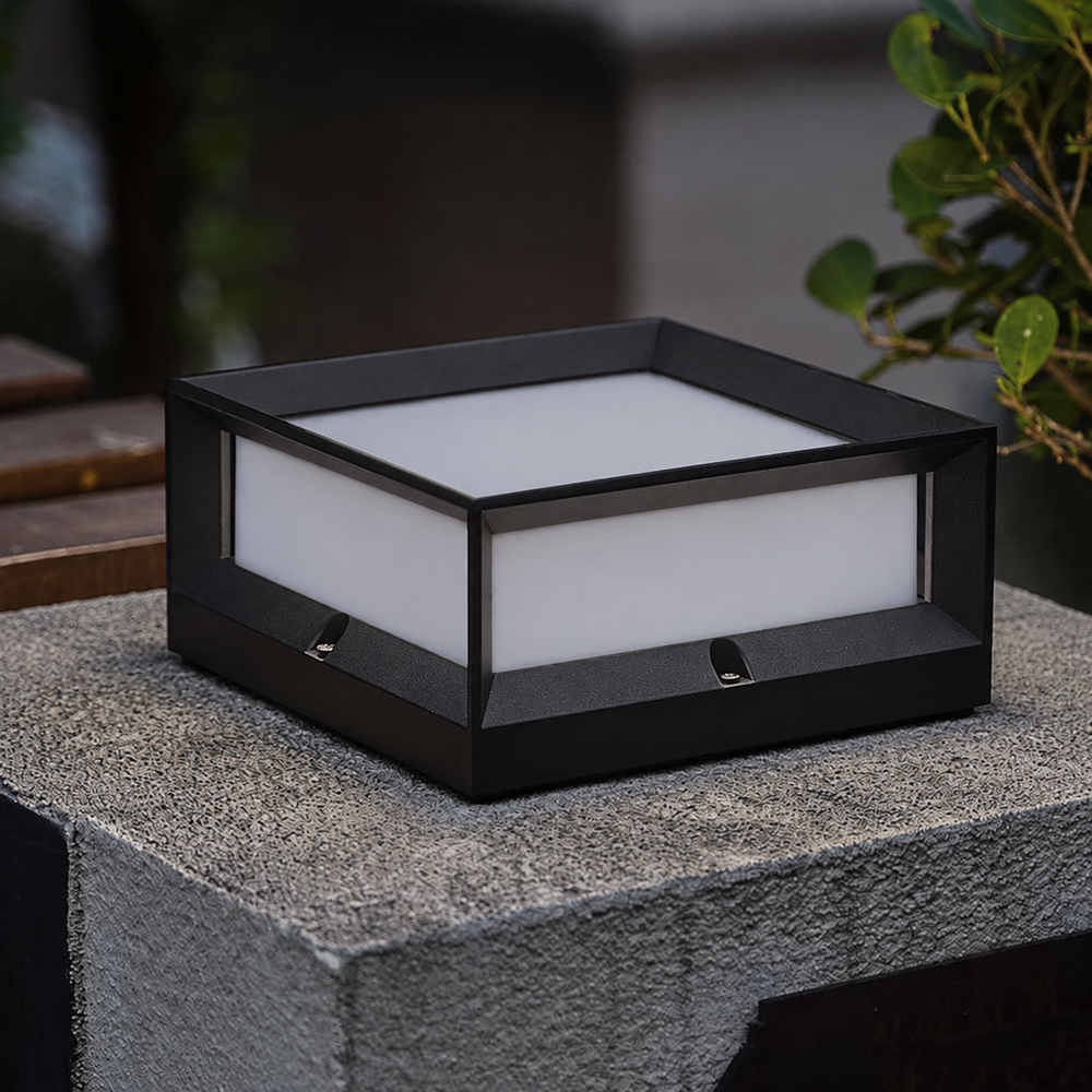 Altivara Outdoor Pillar Light – Modern LED Garden Post Lamp | Weatherproof Exterior Lighting for Pathways & Entrances — light off, digitally edited atmosphere preview