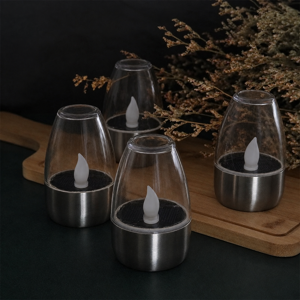 LumiVibe Solar LED Candle – Rechargeable Waterproof Garden Light with Flame Effect — light off, digitally edited atmosphere preview