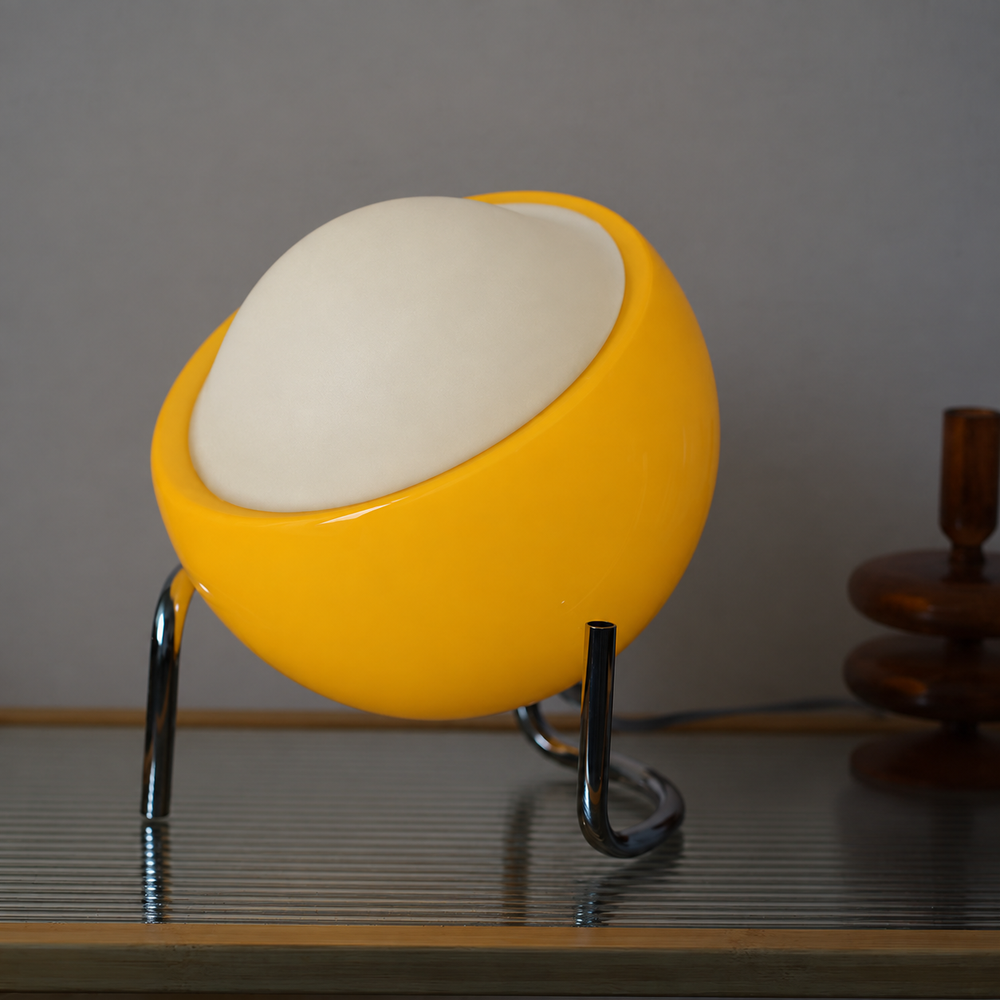 LumiEgg Retro Bauhaus Table Lamp – Glass LED Table Lamp | Nordic Minimalist Lighting — light off, digitally edited atmosphere preview
