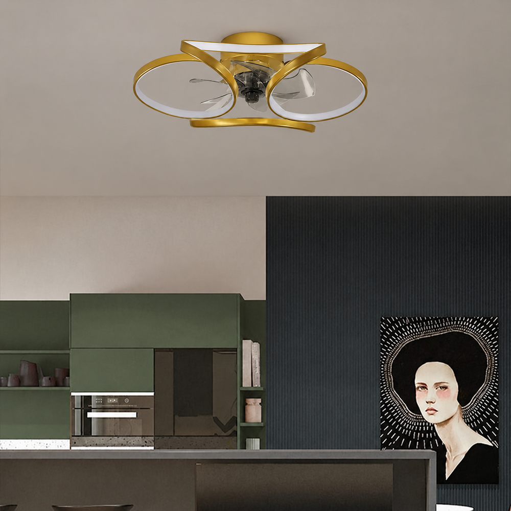 Flower LED Ceiling Fan Light — light off, digitally edited atmosphere preview