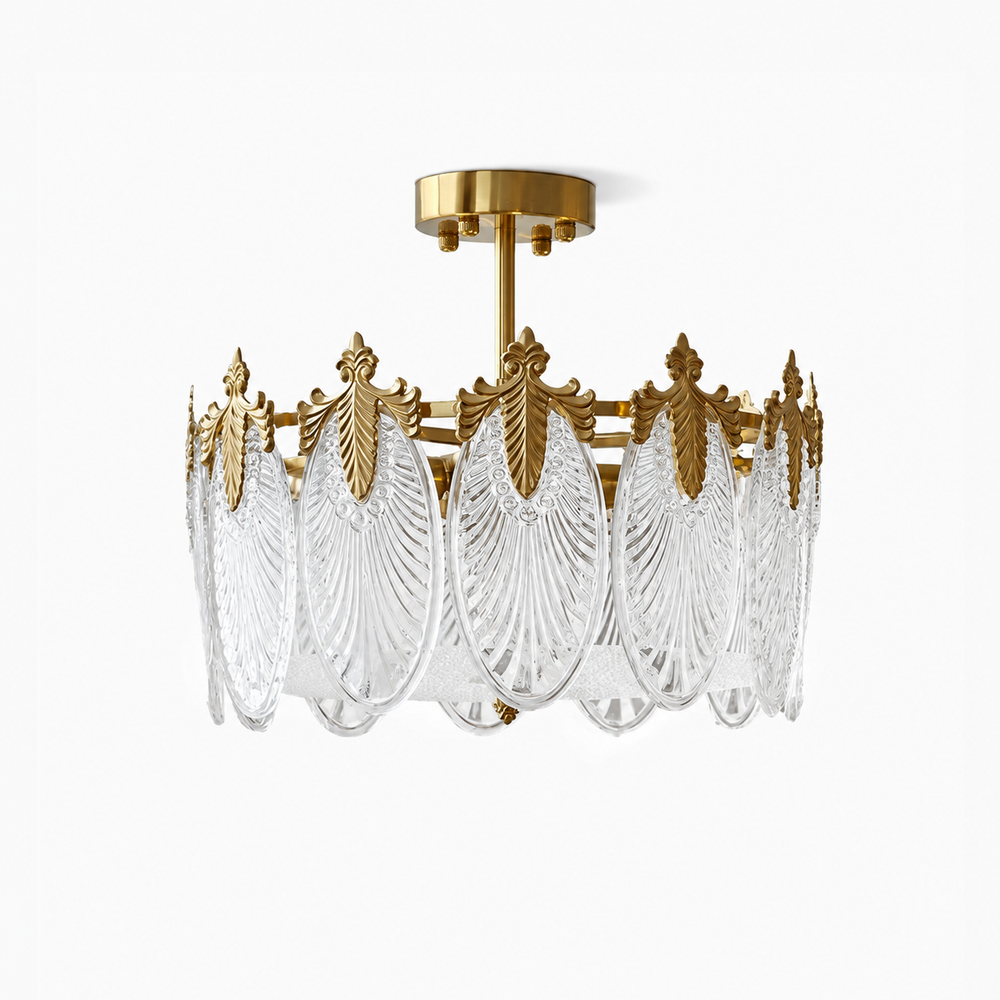 Decorative Round Glass Chandelier — light off, digitally edited atmosphere preview
