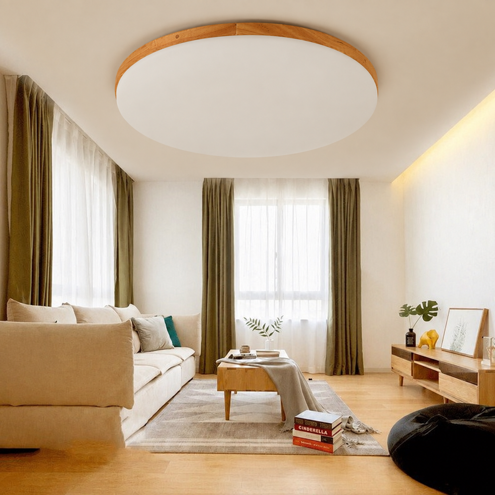 Round Acrylic LED Ceiling Light — light off, digitally edited atmosphere preview
