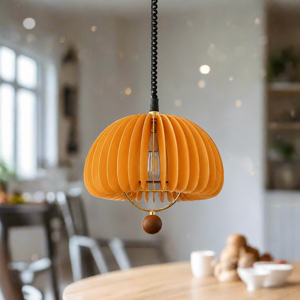 Pumpkin Adjustable Pendant Light — light off, digitally edited atmosphere preview