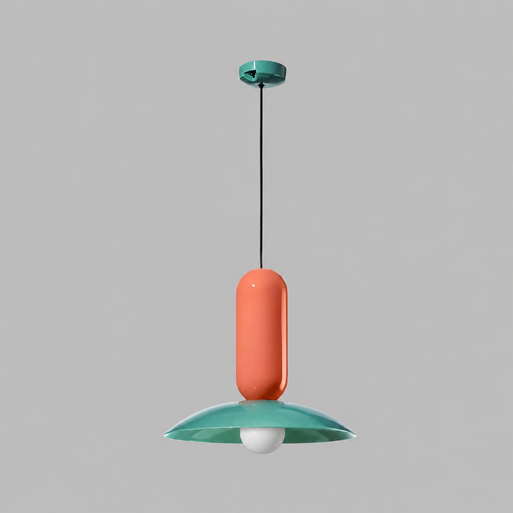 Macaron Frisbee Pendant Light — light off, digitally edited atmosphere preview