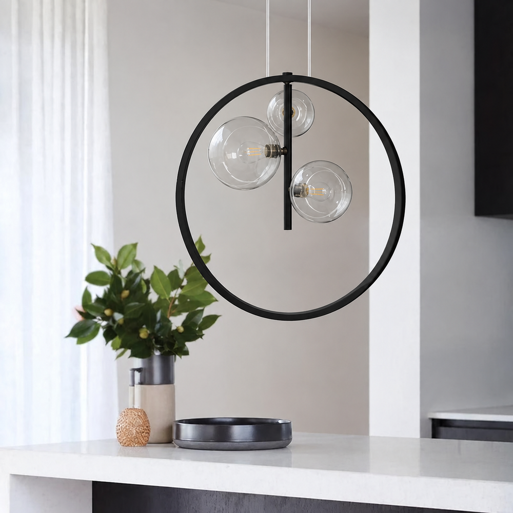 Industrial Glass Pendant Light — light off, digitally edited atmosphere preview