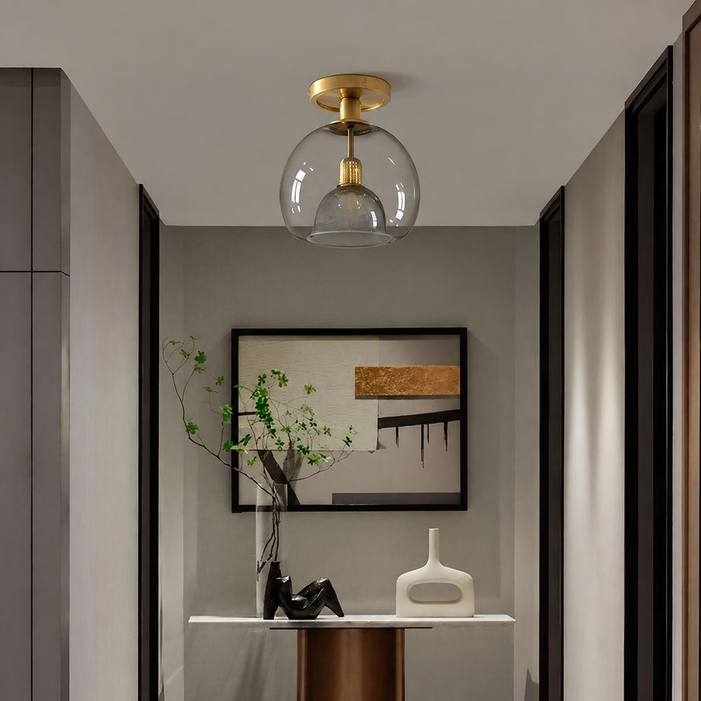 Grey Glass Ceiling Light — light off, digitally edited atmosphere preview