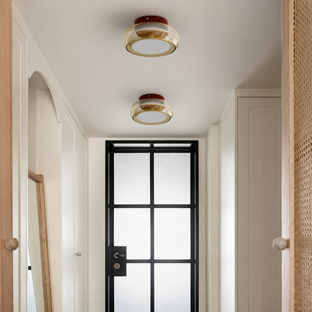 Vintage Acrylic LED Ceiling Light – Retro Flush Mount Lamp | Compact Modern Interior Lighting — light off, digitally edited atmosphere preview