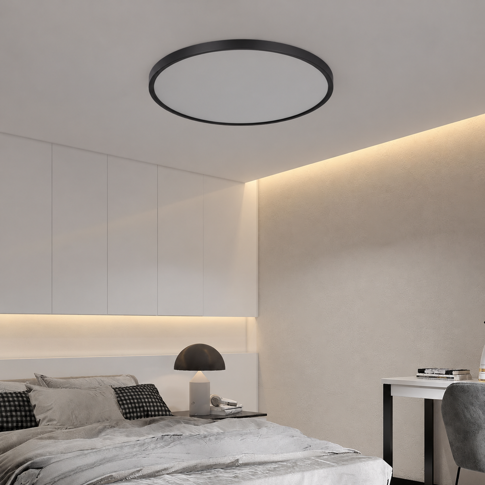 Waterproof LED Ceiling Light – Ultra Slim Flush Mount Lamp | Modern Bathroom Interior Lighting — light off, digitally edited atmosphere preview