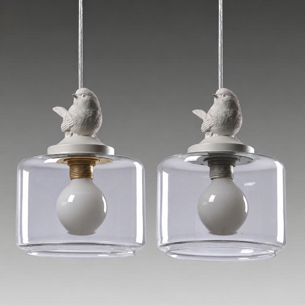 Bird Pendant Light – Artistic Glass Hanging Lamp | Elegant Nature-Inspired Ceiling Lighting — light off, digitally edited atmosphere preview