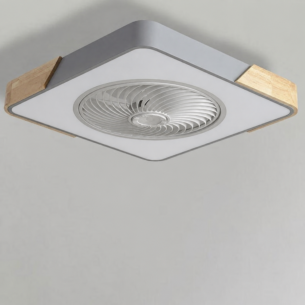 AeroLume Bladeless Ceiling Fan Light – Modern Integrated LED Ceiling Fan | Minimalist Remote-Control Smart Cooling Lamp — light off, digitally edited atmosphere preview