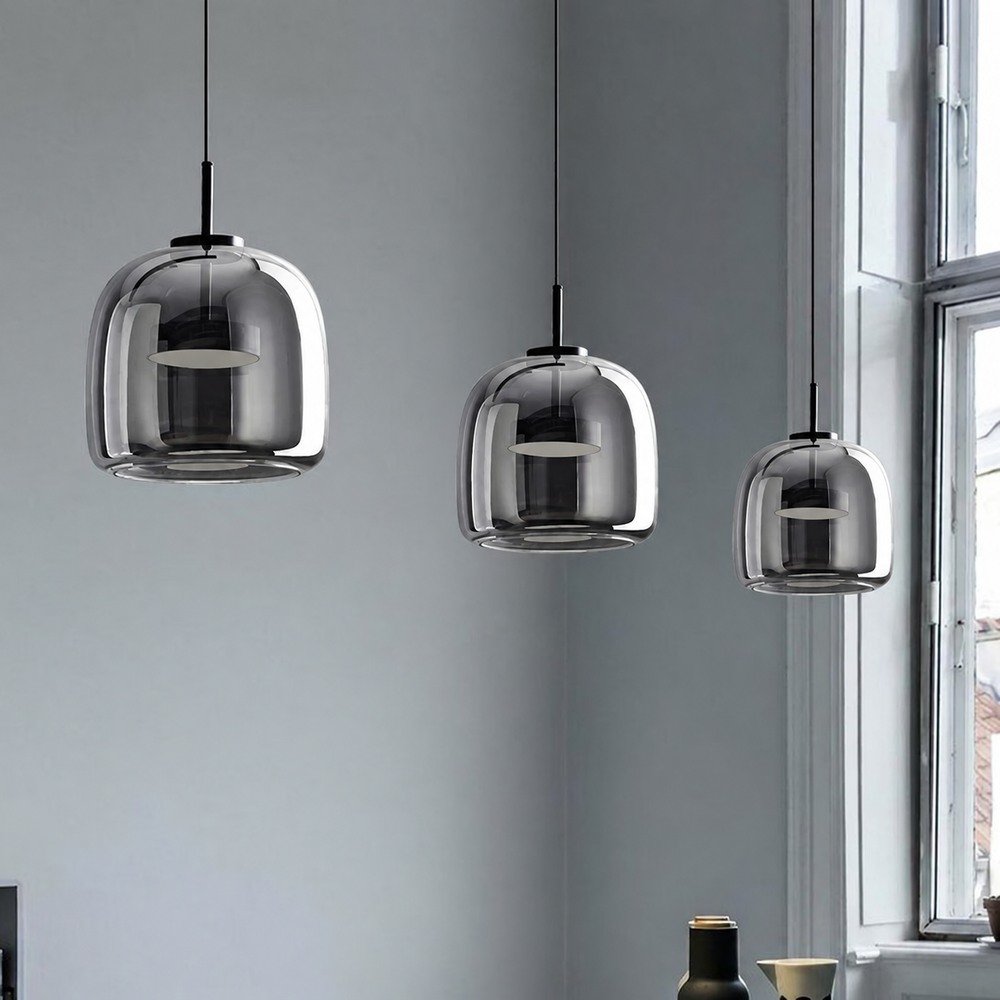 Noiréa Nordic Pendant Light – Scandinavian Black Glass Hanging Lamp | Modern Luxury Ceiling Lighting — light off, digitally edited atmosphere preview