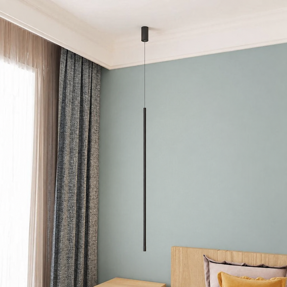 Linearis LED Pendant Light – Minimalist Aluminium Hanging Lamp | Modern Architectural Ceiling Lighting — light off, digitally edited atmosphere preview