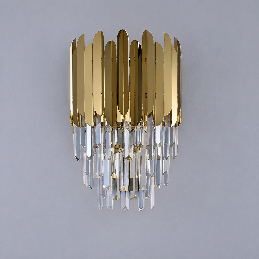 Veloura Glass Wall Light – Modern Luxury Wall Lamp | Elegant Stainless Steel Sconce for Contemporary Interiors — light off, digitally edited atmosphere preview